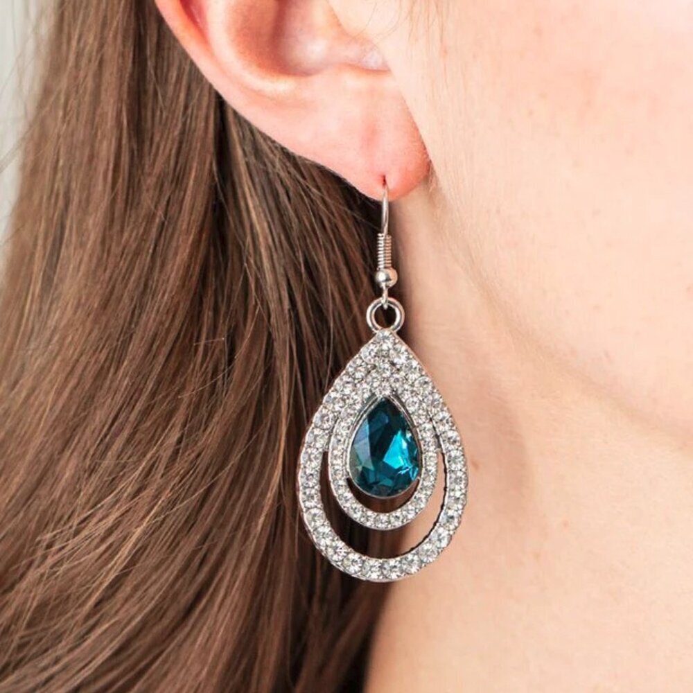 Paparazzi Jewelry Accessories - So The Story GLOWS - Blue Earrings - Vintage